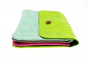 Portefeuille En Cuir Véritable Vert Pomme Brillant - Modèle V1 Avec Fenêtre, Neuf Avec étiquettes
